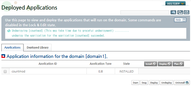 Undeploying an Application - Result