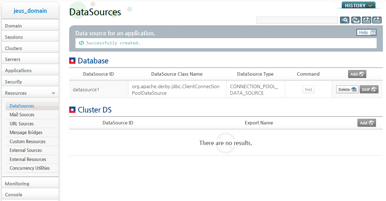 Adding DataSources - DataSource List