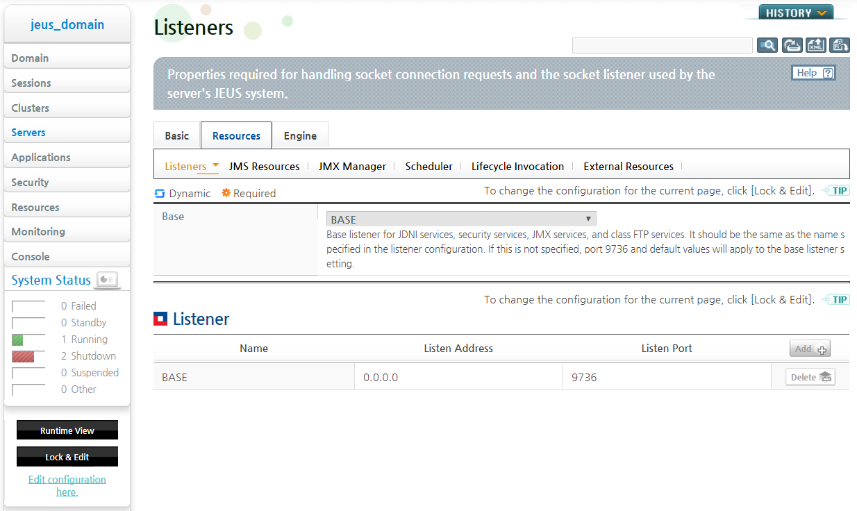 Adding Managed Servers - Selecting a Listener