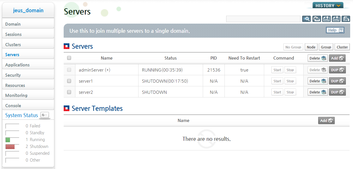 Managing MSs in JEUS WebAdmin