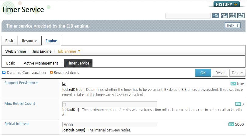 Configuring Persistent Timer Service - Basic Option