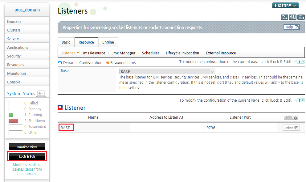 Adding Managed Servers - Selecting a Listener