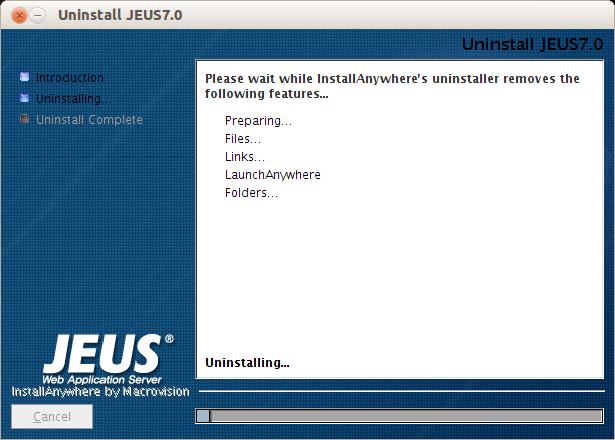 Uninstalling JEUS in GUI Mode - Uninstalling