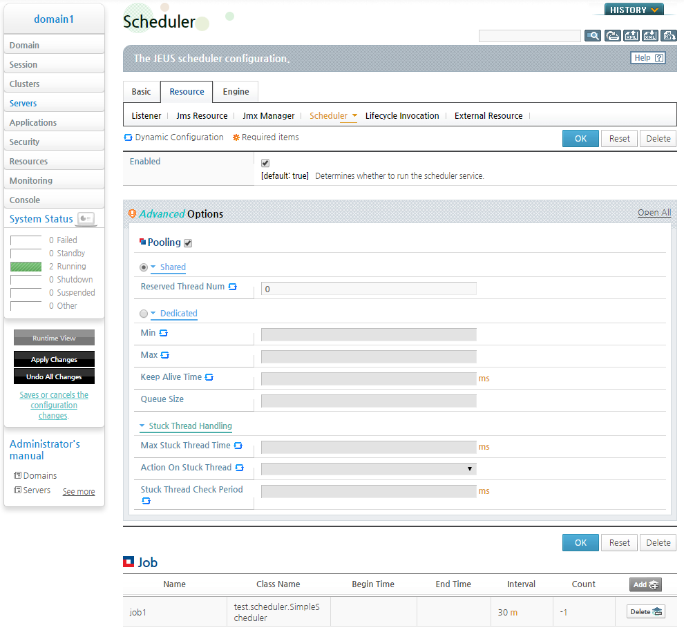 WebAdmin Scheduler Configuration - Lock Configuration