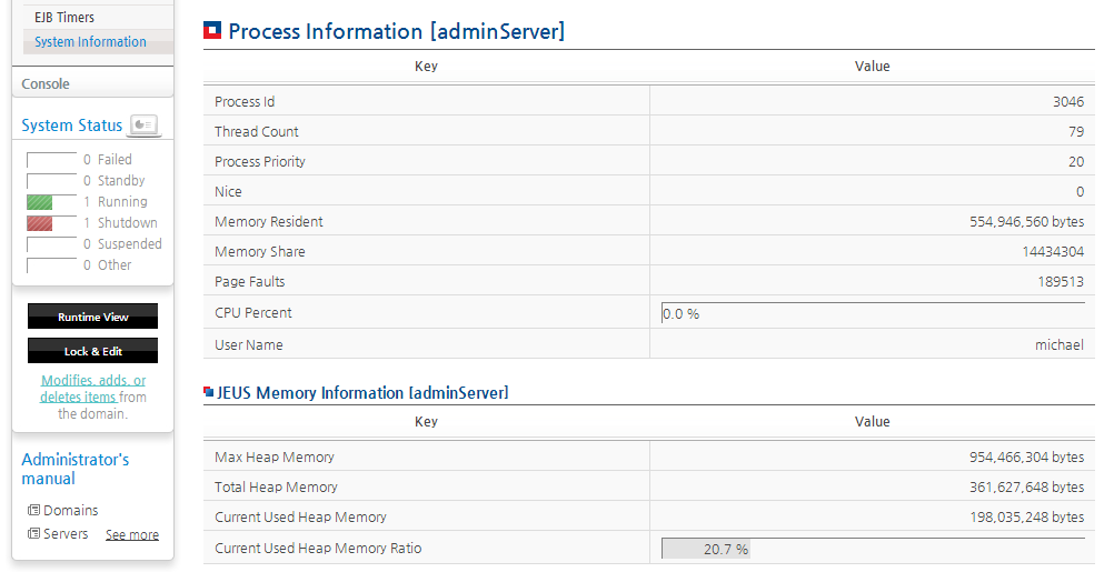 Checking Memory Information in WebAdmin