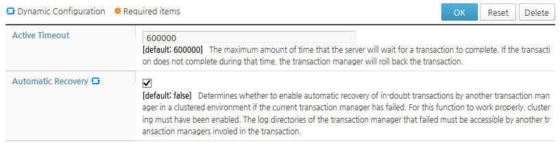 Automatic Transaction Recovery with WebAdmin