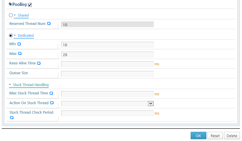 Configuring a Dedicated Thread Pool in WebAdmin