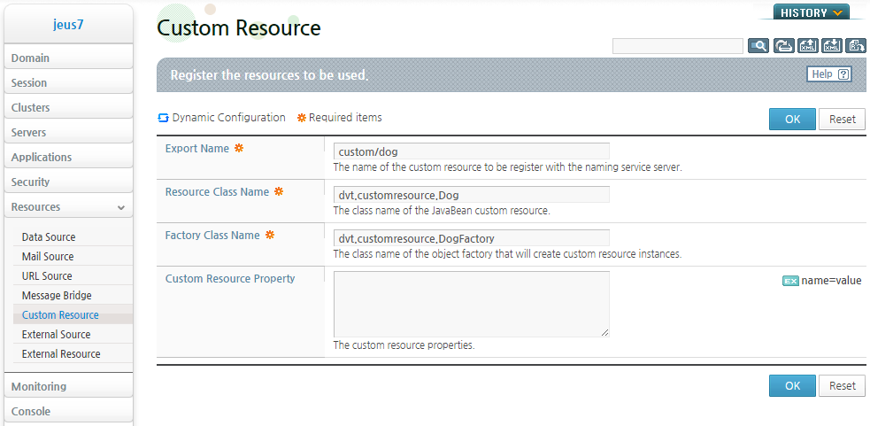 Configuring a Custom Resource in WebAdmin (2)