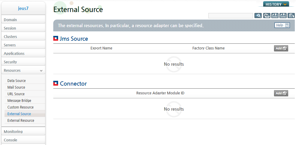 Configuring an External Resource in WebAdmin