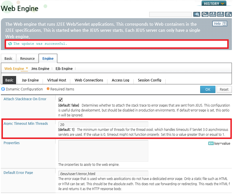 Async Servlet Timeout Processing - Configuration