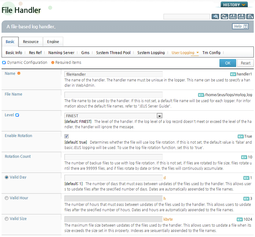 User Logs - Configuring the Handler