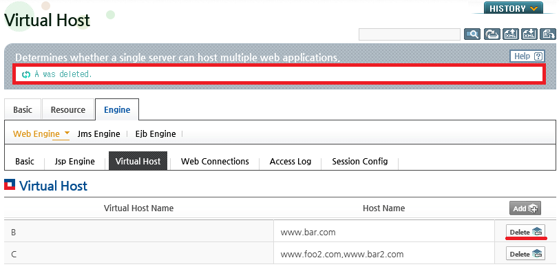 Deleting Virtual Hosts