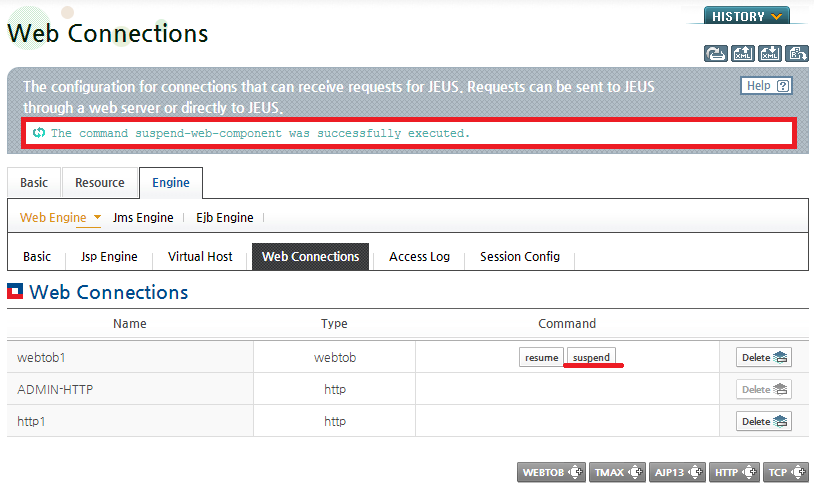 Connector Control - Suspending a WebtoB Connector