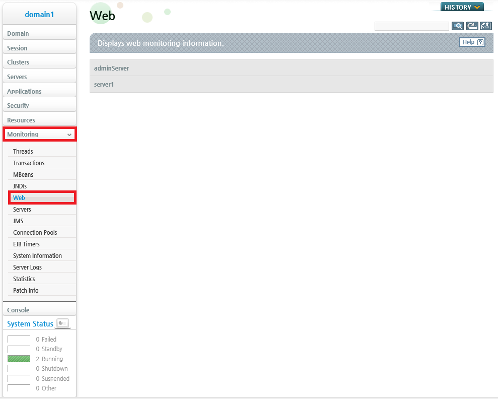 Web Engine Monitoring - Menus