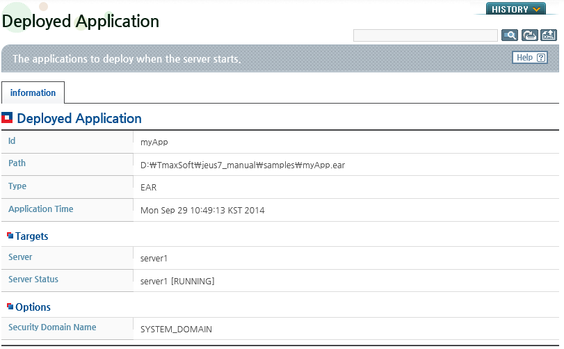 Checking Deployment information in WebAdmin