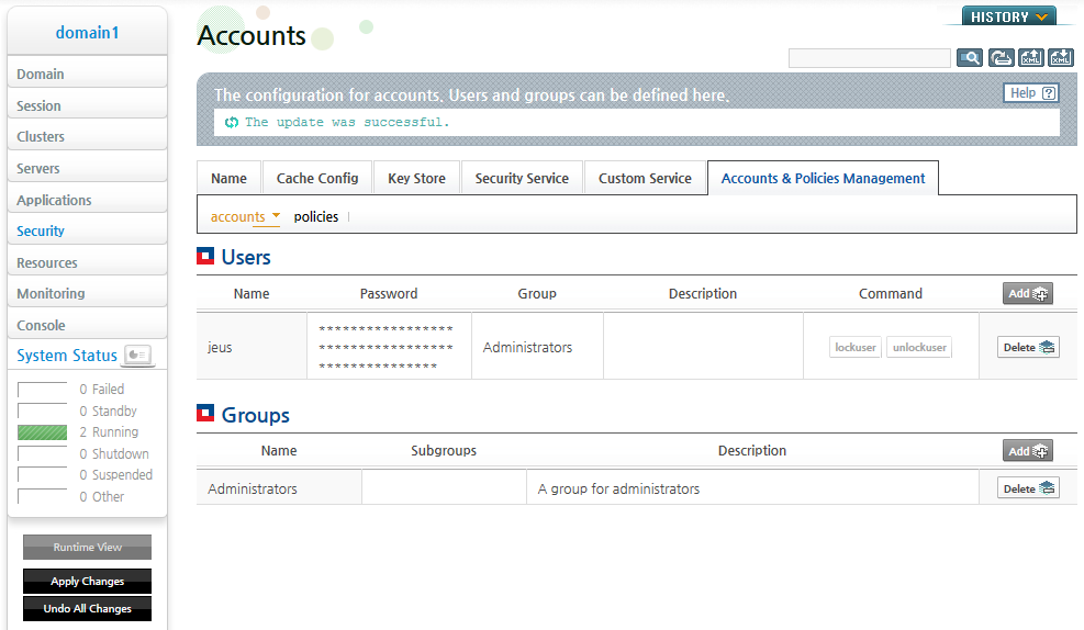 Password Configuration - Applying the Changes