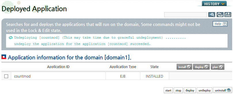 Undeploying an Application - Result