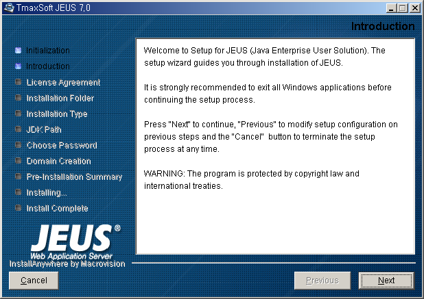 Installing JEUS on Windows - Introduction