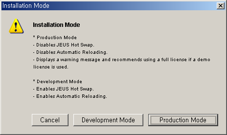 Installing JEUS on Windows -Installation Mode