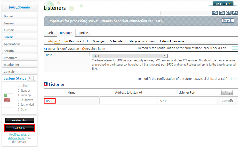 Adding Managed Servers - Selecting a Listener