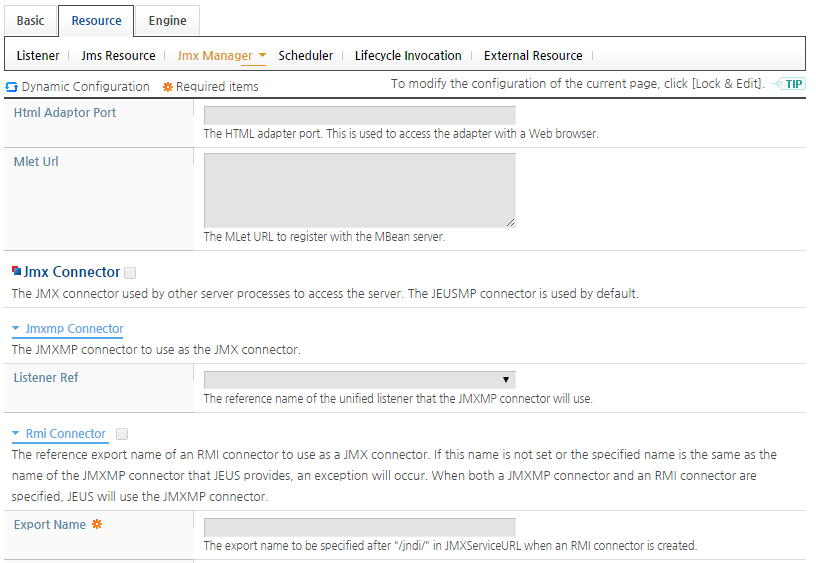 Jmx Manager Configuration Page