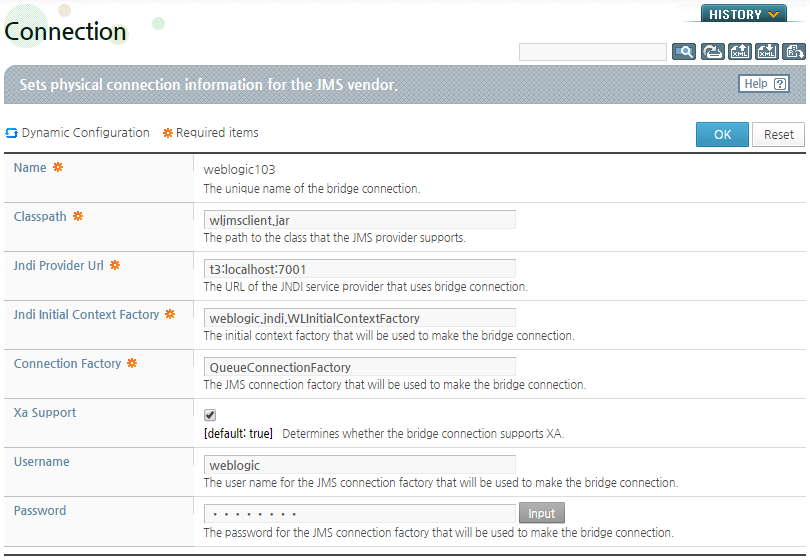 Configuring a Bridge Connection for WebLogic 10.3