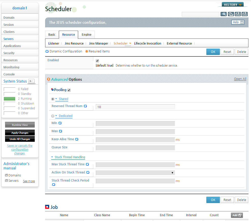 WebAdmin Scheduler Configuration - Lock Configuration