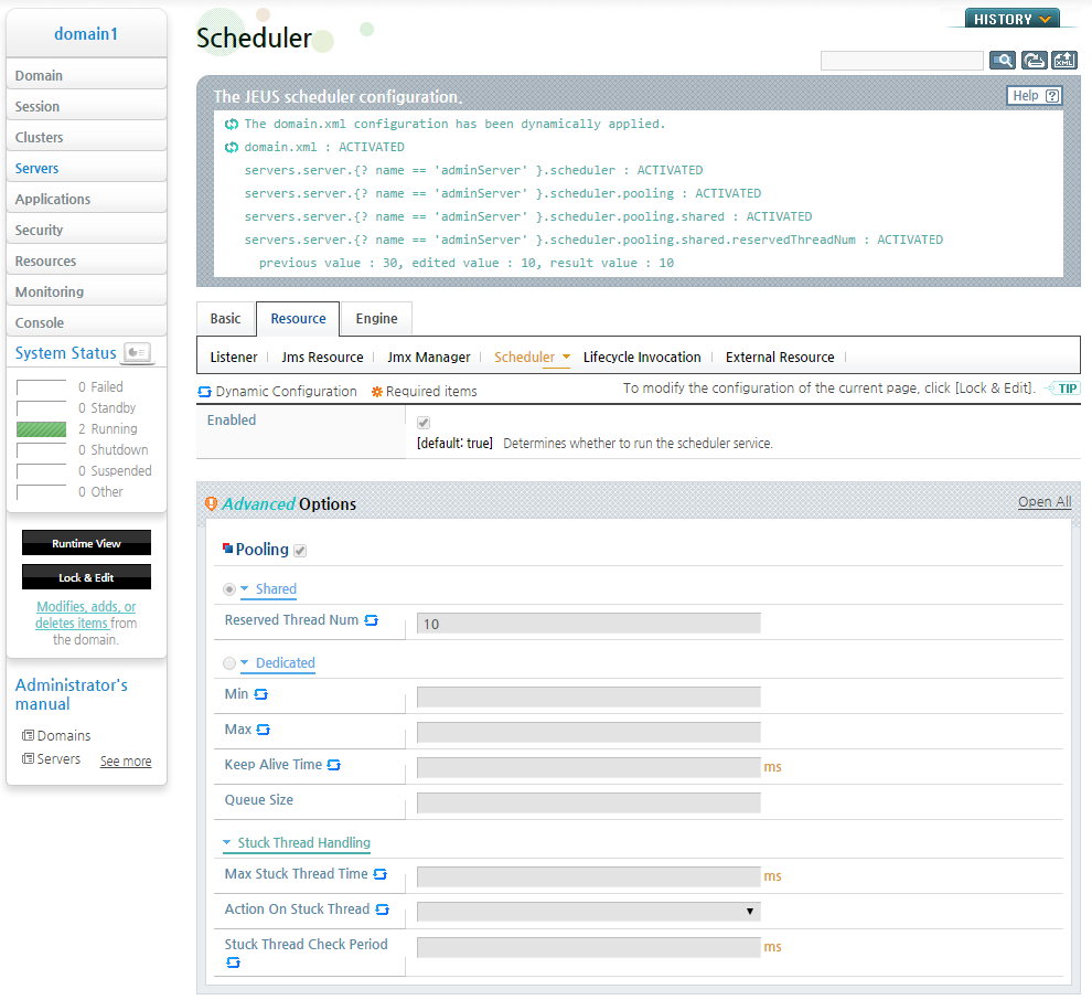 WebAdmin Scheduler Configurations - Shared Thread Pool Configuration (2)