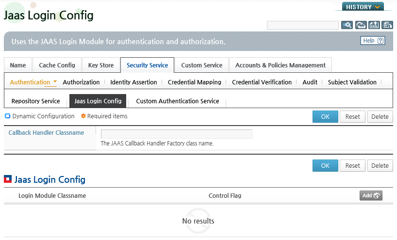 [Security Service] - [Authentication] - [Jaas Login Config]