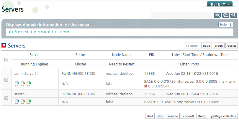 Resuming a Domain Server