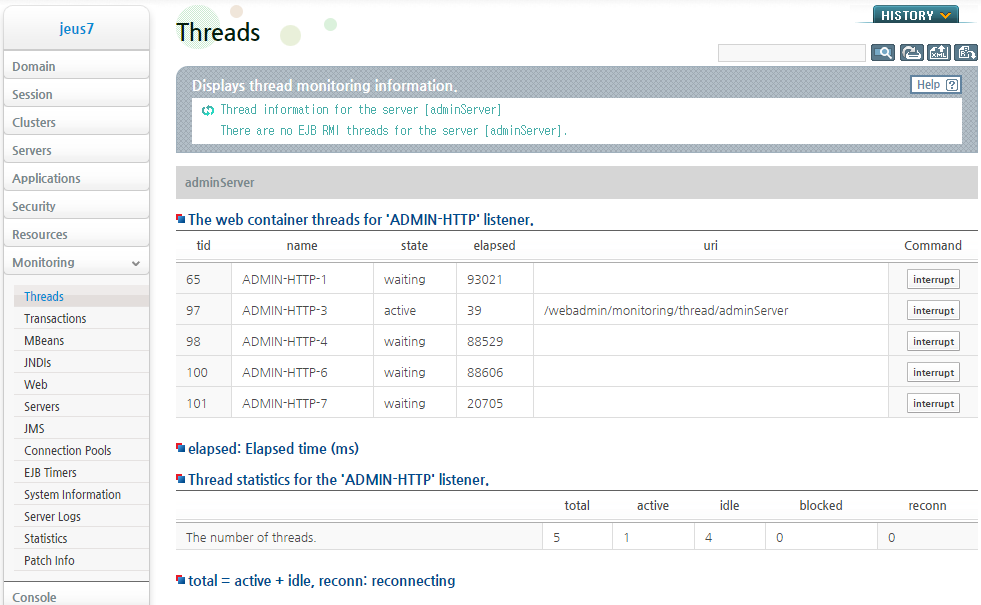 Checking Thread Information in WebAdmin