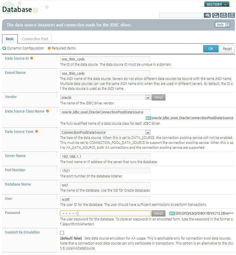 Configuring an Oracle Thin Connection Pool Data Source (1)