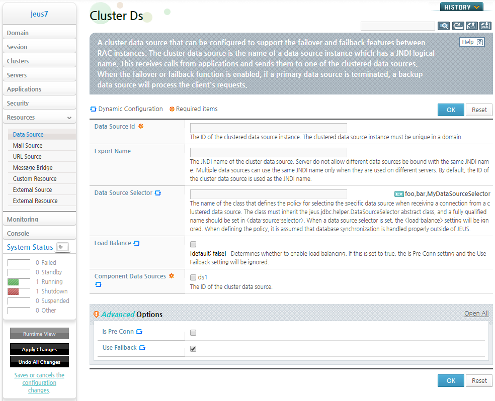 Cluster Data Source Configuration Screen (2)