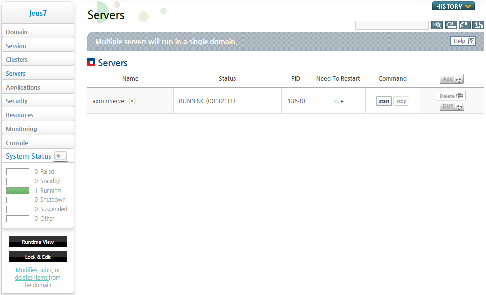 WebAdmin Server List