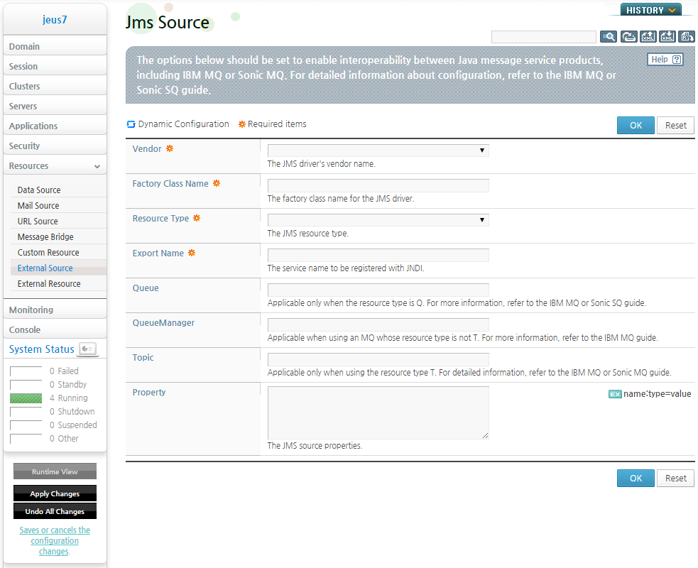 Adding a Jms Source in WebAdmin