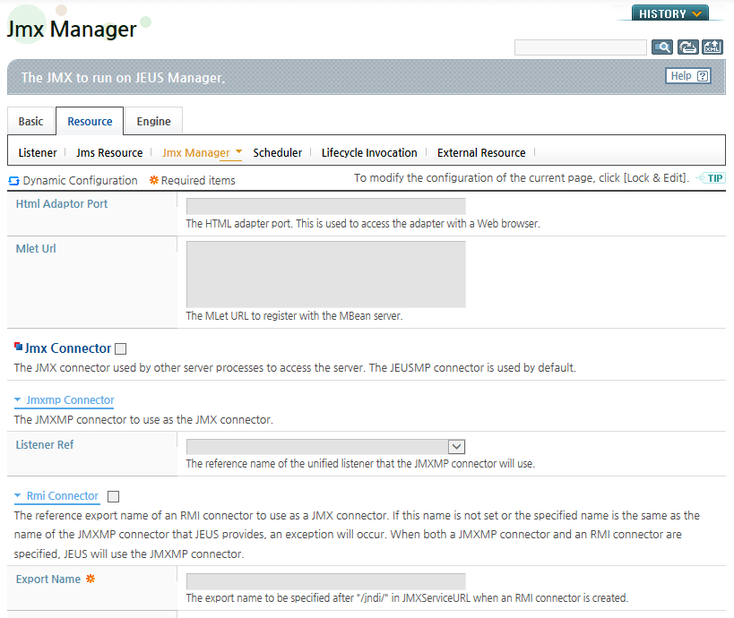 JMX Manager Configuration