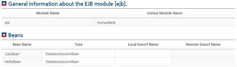 WebAdmin에서 EJB 모듈 정보 확인