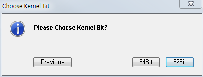 Windows에서 설치 - Choose Kernel Bit