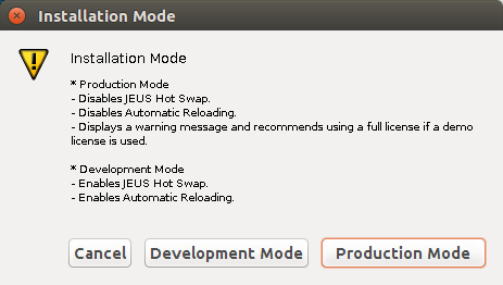 UNIX에서 GUI 모드 설치 - Installation Mode