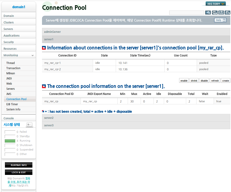 JCA Connection Pool 생성 확인