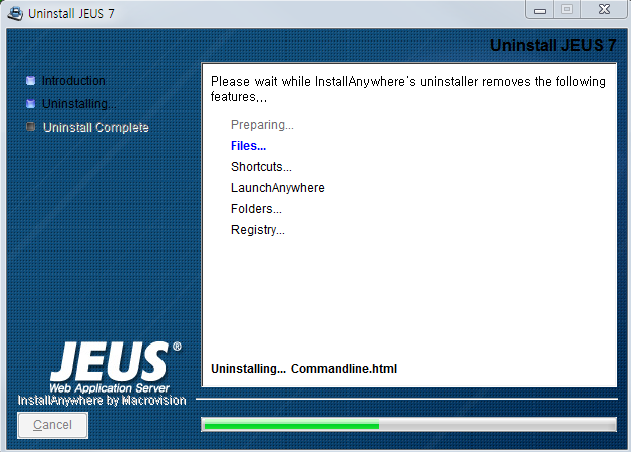 Windows에서 제거 - Uninstall JEUS