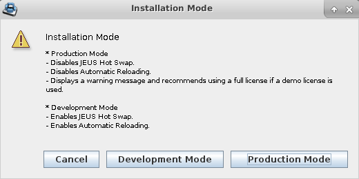 UNIX에서 GUI 모드 설치 - Installation Mode