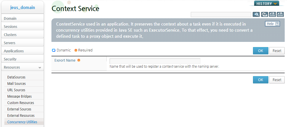 Configuring ContextService in WebAdmin