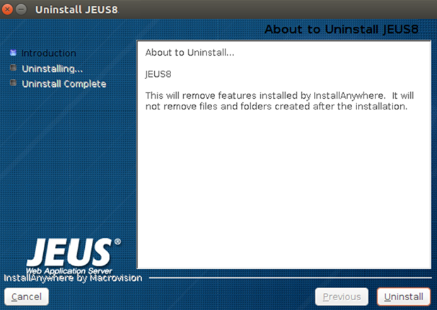 Uninstalling JEUS in GUI Mode - Uninstall JEUS