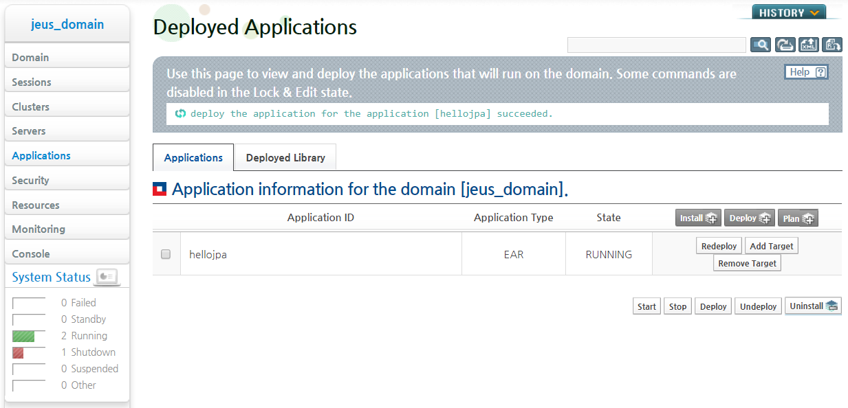 HelloJPA Deployment Successful Message