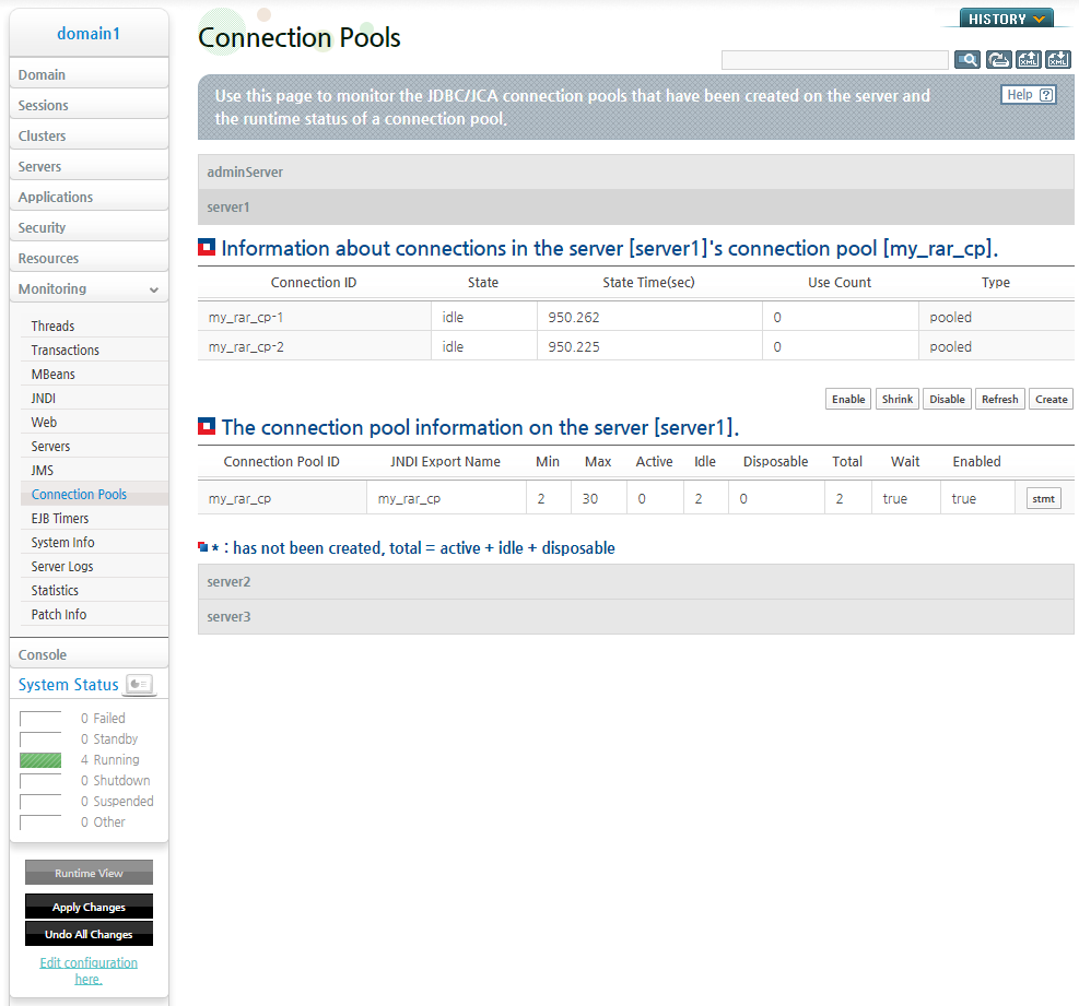 Checking Details of Connections in a JCA Connection Pool