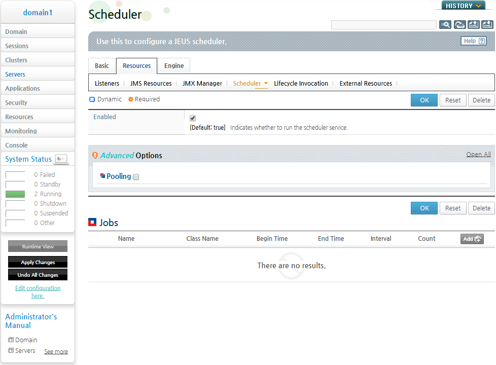 WebAdmin Scheduler Configuration - Lock Configuration