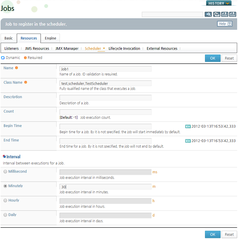 WebAdmin Scheduler Configuration - Registering a Job