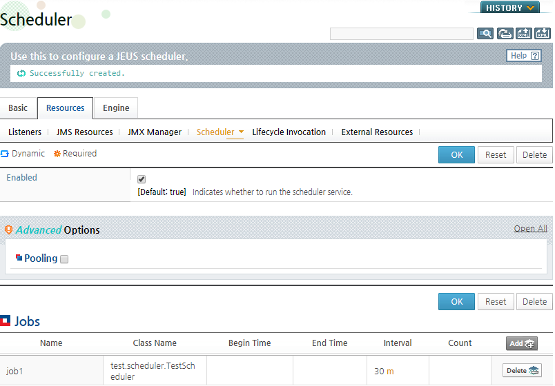 WebAdmin Scheduler Configuration - Checking the Newly Added Job