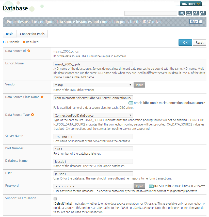 Configuring an MSSQL 2005 Connection Pool Data Source (1)